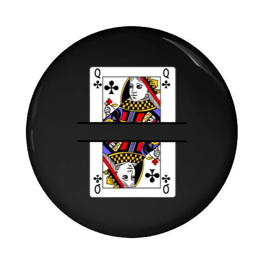 Playing card queen of clubs with banner space Pin Buttons