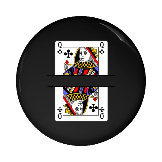 Playing card queen of clubs with banner space Pin Buttons