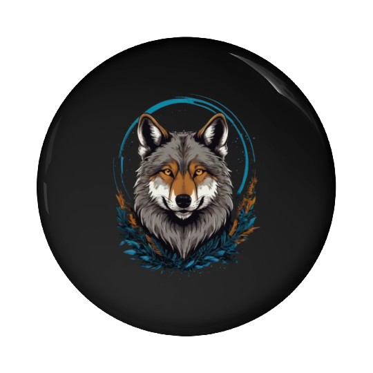 Flag Wolves July Howling Wolf Pin Buttons