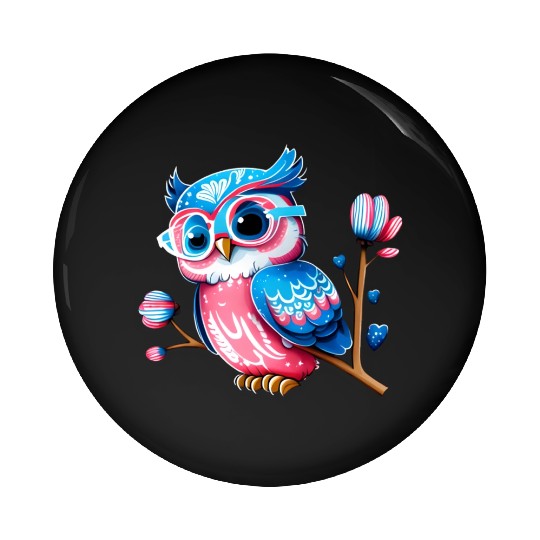 Red White and Blue Owl Pin Buttons