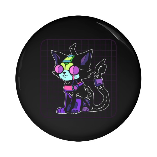 Cyberpunk Cat Game Developer Pin Buttons