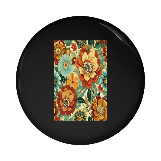 Timeless Blossoms: A Vintage Floral Tapestry Pin Buttons