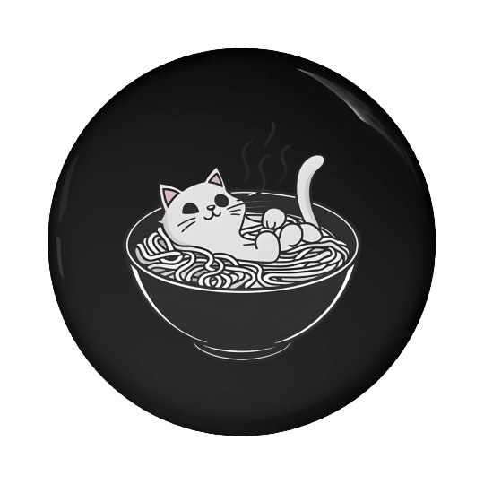 Ramen Cat Kawaii Anime Otaku Bowl Japanese Noodles Pin Buttons