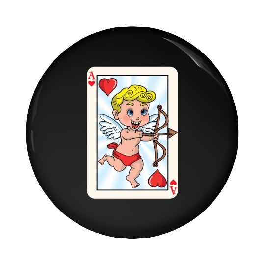 Playing card with cupid Pin Buttons