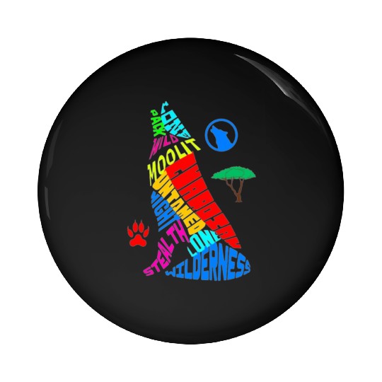 Majestic Wolf Howling in its Vibrant Habitat Pin Buttons