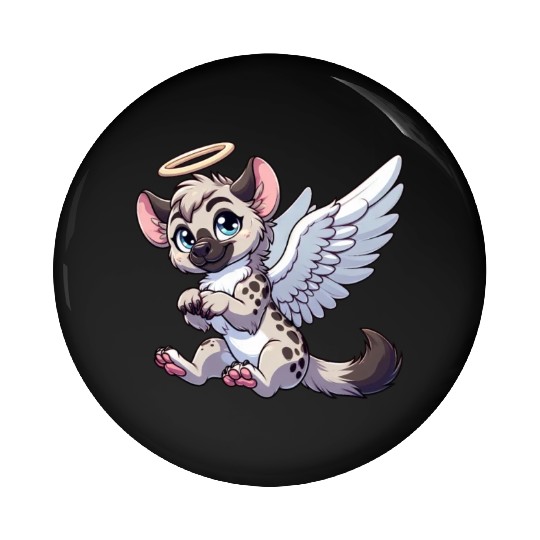 Hyena angel wings halo Pin Buttons