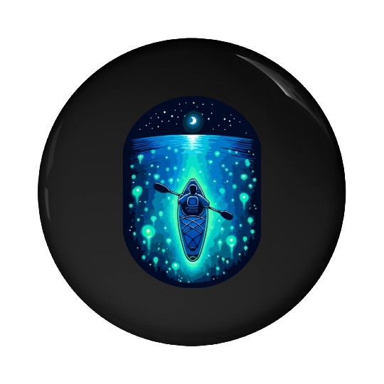 Moonlit Kayak: A Serene Night Paddle Pin Buttons