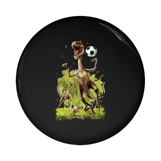 Soccer Ball Velociraptor Dinosaur Football Pin Buttons