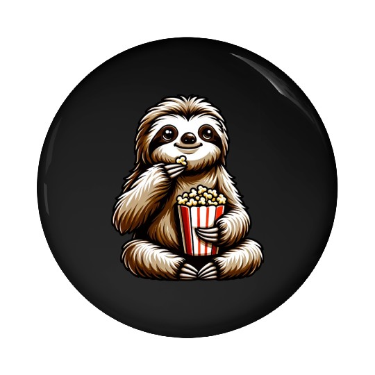 Sloth Popcorn Cinema Movie Night Pin Buttons