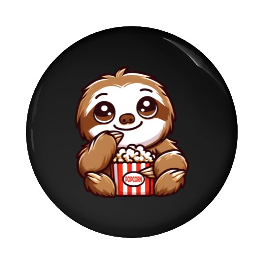 Sloth Film Critic Cinema Popcorn Lover Pin Buttons