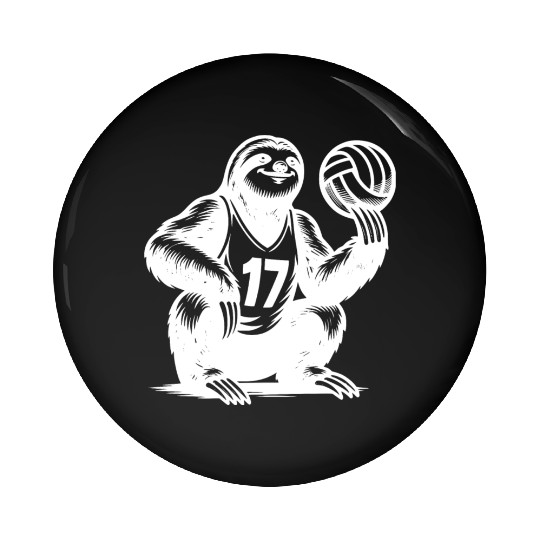 Sloth Volleyball Player Silhouette Sports Pin Buttons