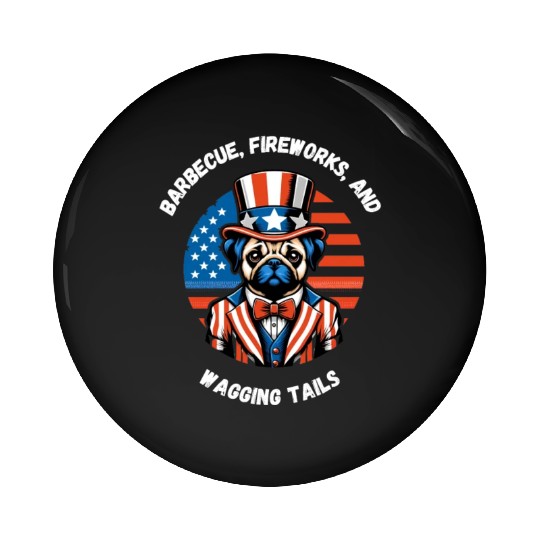 independance day,Barbecue, fireworks, and wagging Pin Buttons