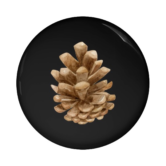 A watercolor painting of a brown pine tree Pin Buttons