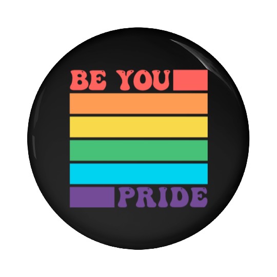 Be You LGBTQ Gay Lesbian Pride Ally Rainbow Flag Pin Buttons