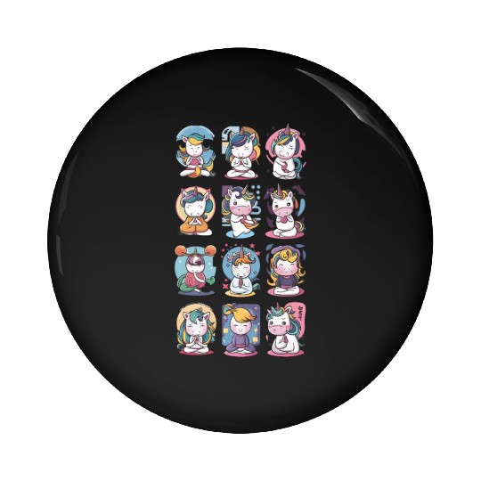 Enchanting Unicorn Yoga Poses Collection Pin Buttons
