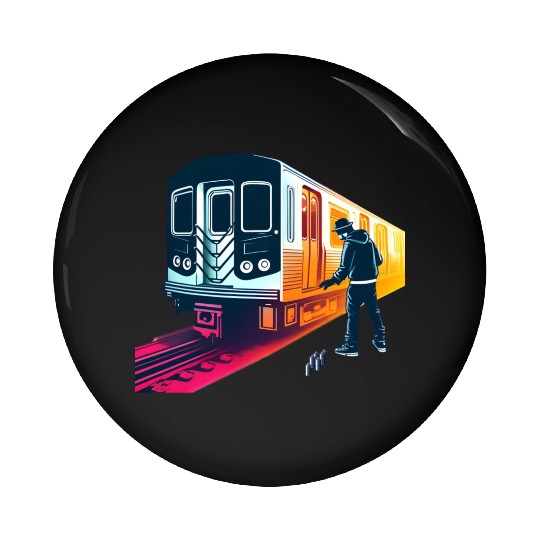 AI Teen at Subway Layup Masked Pin Buttons