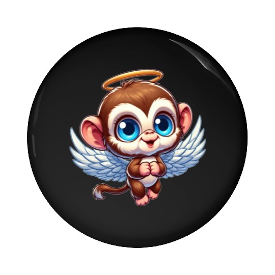 Monkey chimpanzee angel cartoon Pin Buttons