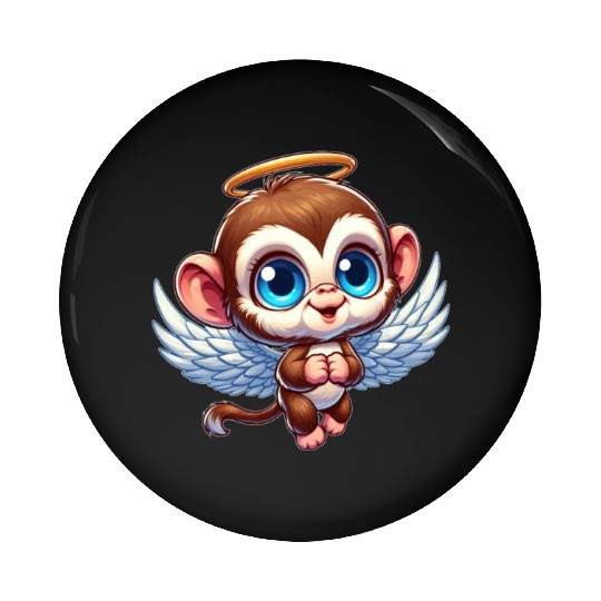 Monkey chimpanzee angel cartoon Pin Buttons