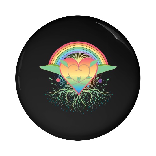 Rainbow heart with roots for Pride Pin Buttons