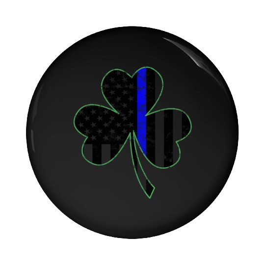 Thin Blue Line St Patricks Day Shamrock Police Pin Buttons