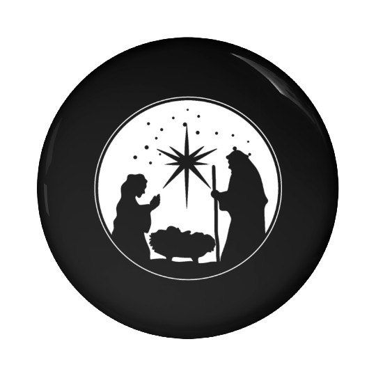 Nativity Scene Silhouette Christmas Market Vendor Pin Buttons
