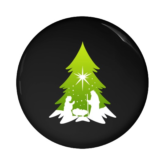 Christmas Tree Nativity Scene Artist Pin Buttons