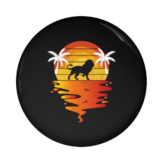 Lion Pin Buttons retro sunset 70s vintage zookeeper Lion