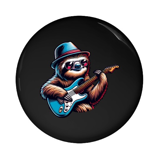 Sloth Guitarist E-Guitar Player Design Pin Buttons