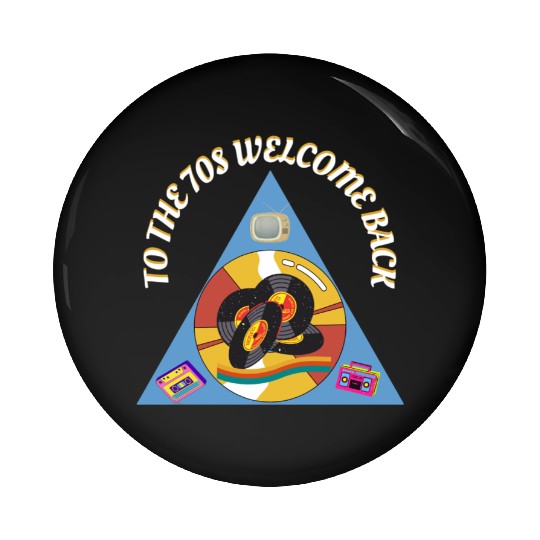 1970s Era Blue Retro Vintage Records Cassette Pin Buttons