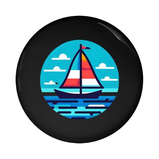 Sailboat on the ocean Pin Buttons