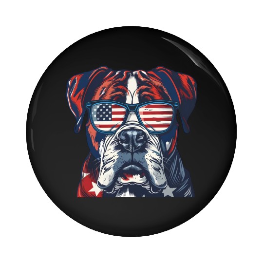 Boxer dog. American memorial day Pin Buttons