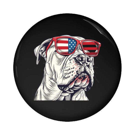 Dogo Argentino dog. 4th of July and memorial day Pin Buttons