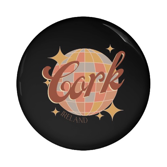 Cork City Ireland Retro Vintage Disco ball design Pin Buttons