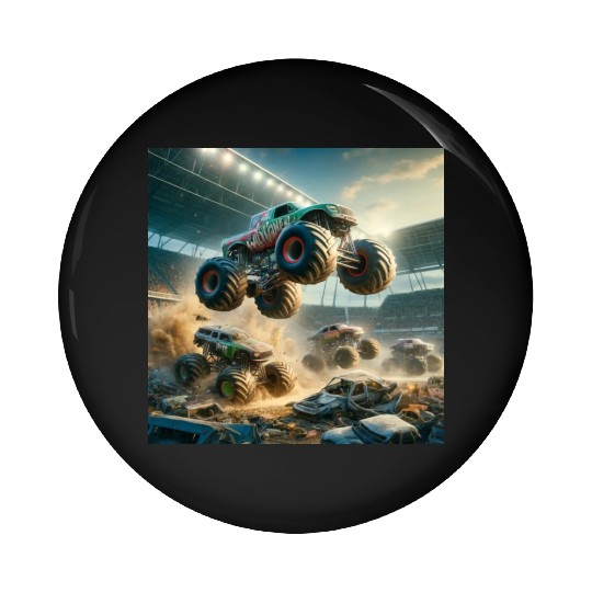 Monster Madness Monster Trucks Pin Buttons