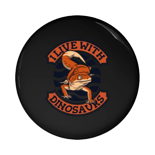 I Live With Dinosaurs Gekkota Crested Lizard Pin Buttons