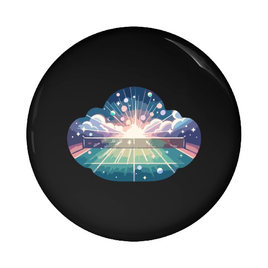 Tennis Court Sunrise Pin Buttons