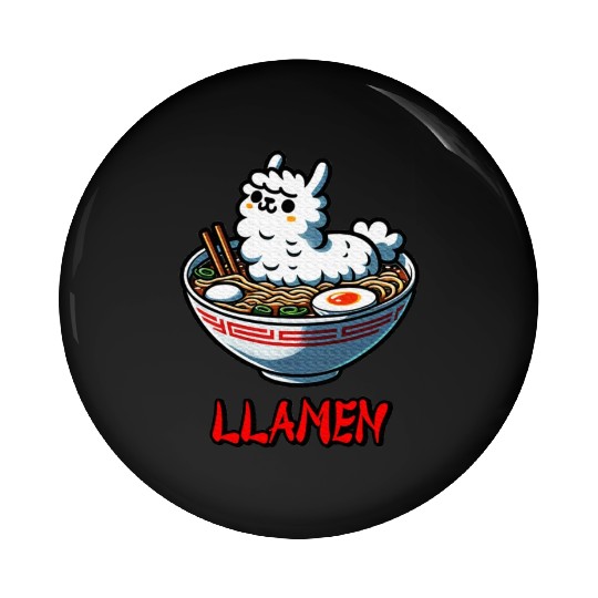 Llamen Noodles Chinese Food Alpaca Llama Lover Pin Buttons