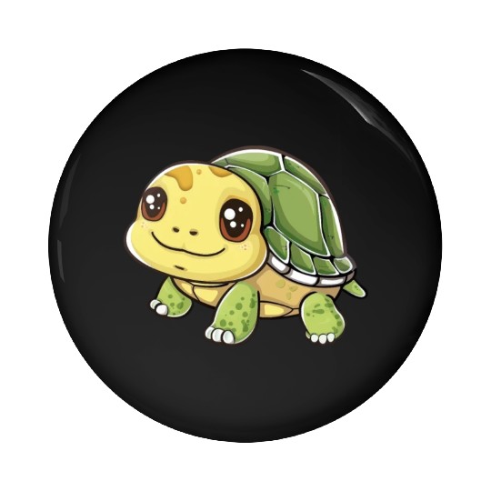 Adorable Smiling Turtle Character Pin Buttons