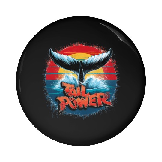 Tail Power: Vintage Splash of Whale Might Pin Buttons