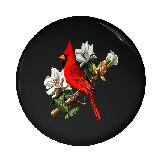 Northern Red Cardinal On A Branch Pin Buttons