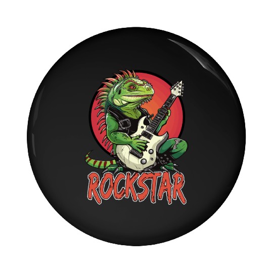 Rockstar Reptile Musician with Electric Guitar Pin Buttons
