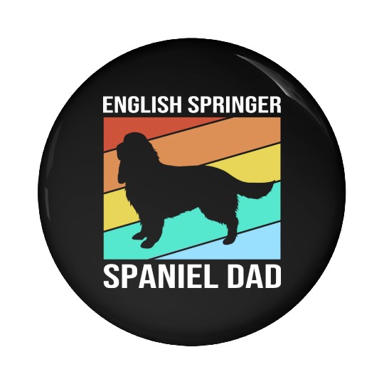 Retro Dog Fathers Day English Springer Spaniel Dad Pin Buttons