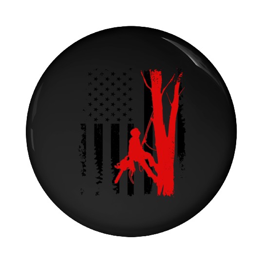 American Flag Arborist For Men Cool Tree Lover Pin Buttons