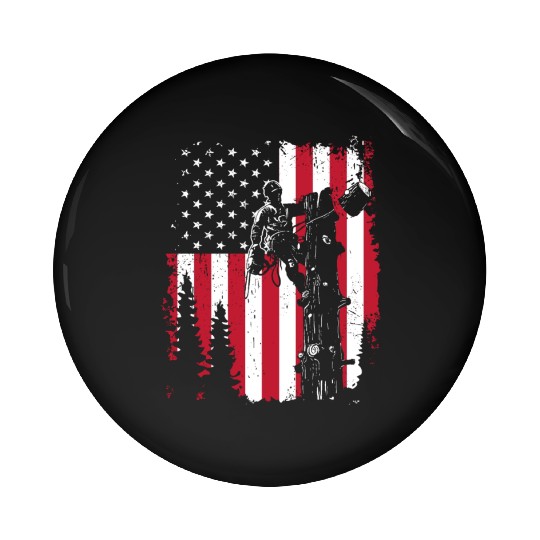 American Flag Arborist For Men Cool Tree Lover Pin Buttons