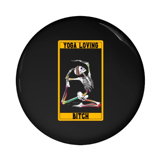 Funny Tarot Card Design Yoga Loving Skeleton Pin Buttons