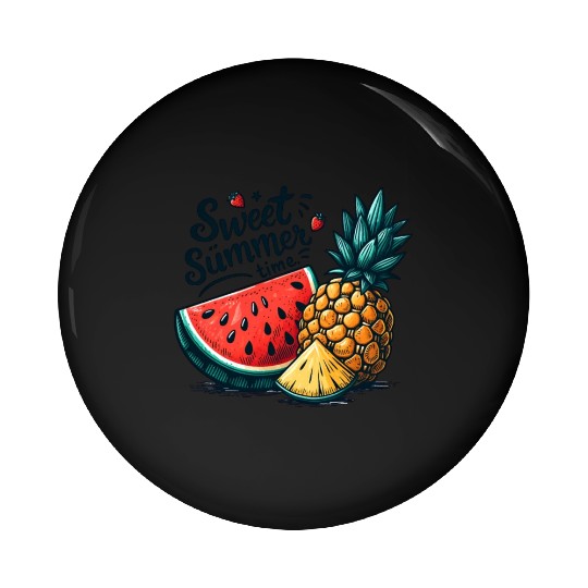 Sweet Summer Time Watermelon and Pineapple Pin Buttons