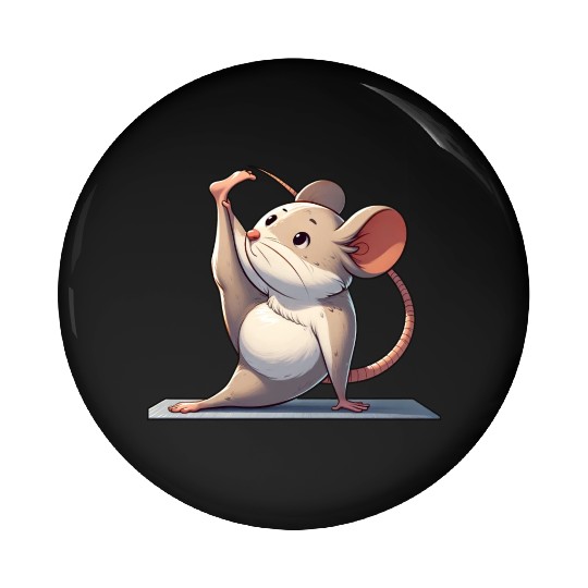 Mouse meditation yoga rat gymnastics cartoon Pin Buttons