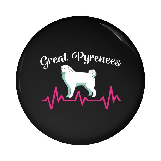 Pet Lover Great Pyrenees Dog Heartbeat Pin Buttons