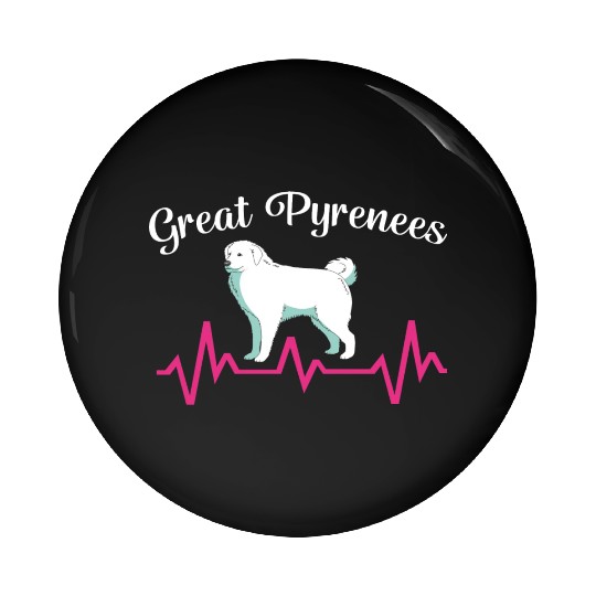 Pet Lover Great Pyrenees Dog Heartbeat Pin Buttons