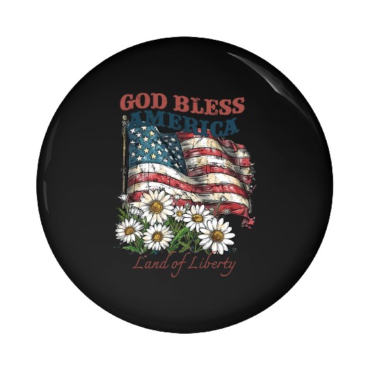 God Bless America 4th Of July US Flag Daisy Pin Buttons